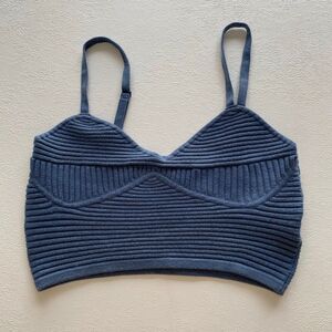 Aerie Blue Ribbed Bralette Crop Top | Size Small | Seamless Stretch